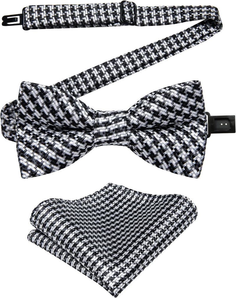 DiBanGu Boys Pre-tied Bow Tie,Silk Adjustable Bowtie and Pocket Square for Age 8-14 Kids Bowtie Wedding School Ceremony Party - Image 1